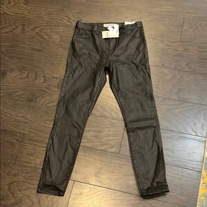 Topshop Moto Coated Leigh Jeans in Black